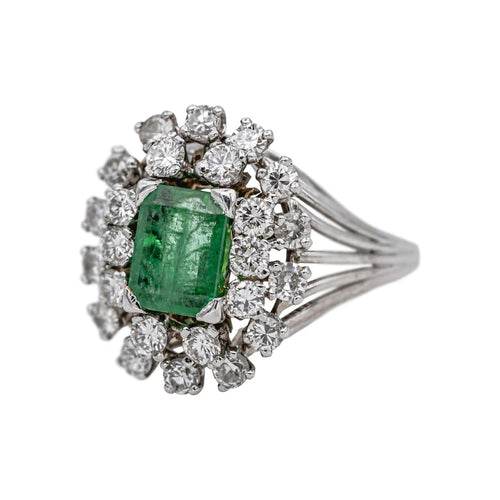 Bague 56 Bague Pompadour Or blanc, Platine Emeraude, Diamant 58 Facettes 4781305RV