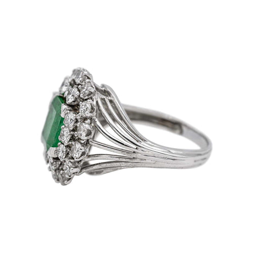Bague 56 Bague Pompadour Or blanc, Platine Emeraude, Diamant 58 Facettes 4781305RV