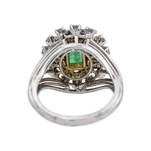 Bague 56 Bague Pompadour Or blanc, Platine Emeraude, Diamant 58 Facettes 4781305RV