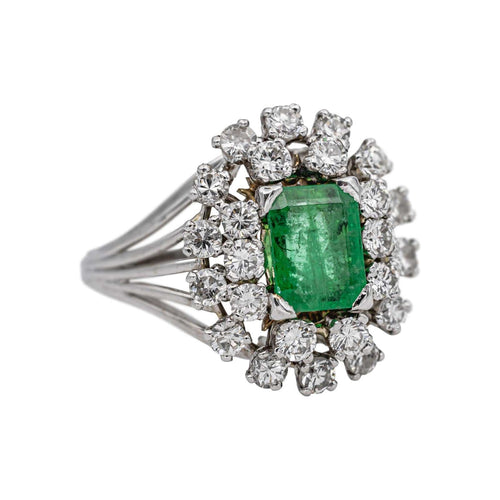 Bague 56 Bague Pompadour Or blanc, Platine Emeraude, Diamant 58 Facettes 4781305RV