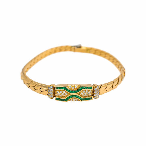 Bracelet Boucheron Bracelet Maille anglaise  Or jaune Emeraude, Diamant 58 Facettes 5054729RV