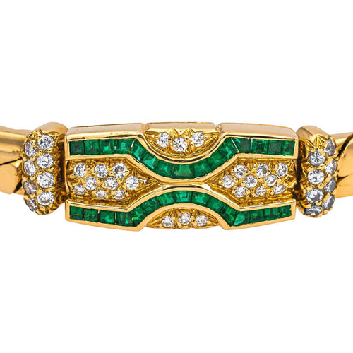 Bracelet Boucheron Bracelet Maille anglaise  Or jaune Emeraude, Diamant 58 Facettes 5054729RV