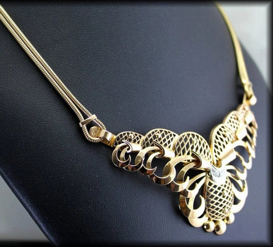 Collier Collier années 40/50 en or jaune et blanc 18 ct et diamants 58 Facettes