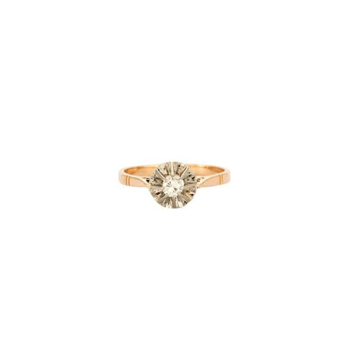 Bague 54.5 Solitaire - Bague en or rose 18k et diamant 0,10 ct 58 Facettes