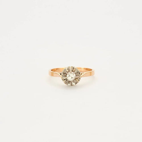 Bague 54.5 Solitaire - Bague en or rose 18k et diamant 0,10 ct 58 Facettes