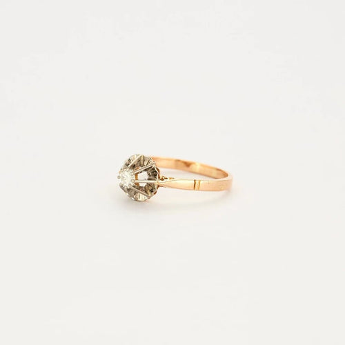 Bague 54.5 Solitaire - Bague en or rose 18k et diamant 0,10 ct 58 Facettes