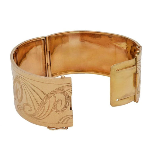 Bracelet Bracelet manchette en or jaune 18 carats, largeur 3 cm 58 Facettes
