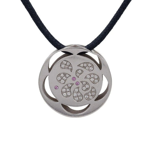 Pendentif Léon Hatot - Pendentif en or gris 18 carats, diamants et saphirs roses 58 Facettes
