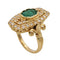 Bague 54 Bague rectangulaire en or jaune avec émeraude et diamants 58 Facettes