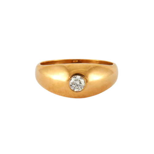 Bague 54 Bague chevalière en or rose 18 carats et diamant 0,40 ct 58 Facettes