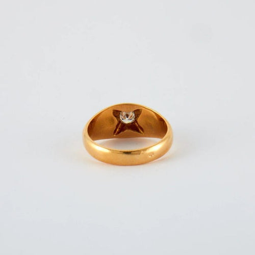 Bague 54 Bague chevalière en or rose 18 carats et diamant 0,40 ct 58 Facettes