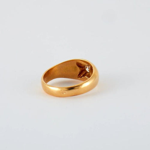 Bague 54 Bague chevalière en or rose 18 carats et diamant 0,40 ct 58 Facettes
