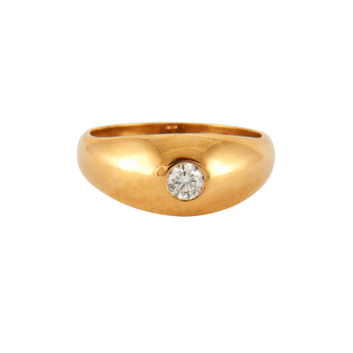 Bague 54 Bague chevalière en or rose 18 carats et diamant 0,40 ct 58 Facettes
