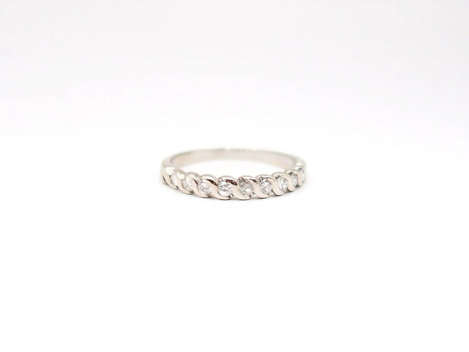 Bague 51 Alliance demi-tour - Bague en or blanc 18 carats et diamants 58 Facettes 1855