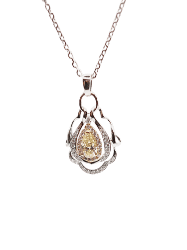Collier Collier en or bicolore 18 carats et diamant jaune 0,5 ct 58 Facettes 226