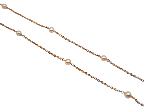 Collier Sautoir en or jaune 18 carats et perles fines (120 cm) 58 Facettes 1111