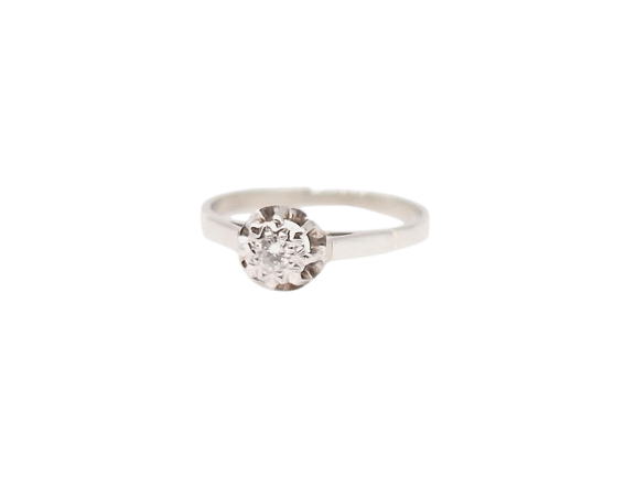 Bague 55.5 Solitaire - Bague en or blanc 18 carats avec diamant 0,1 ct 58 Facettes 1853