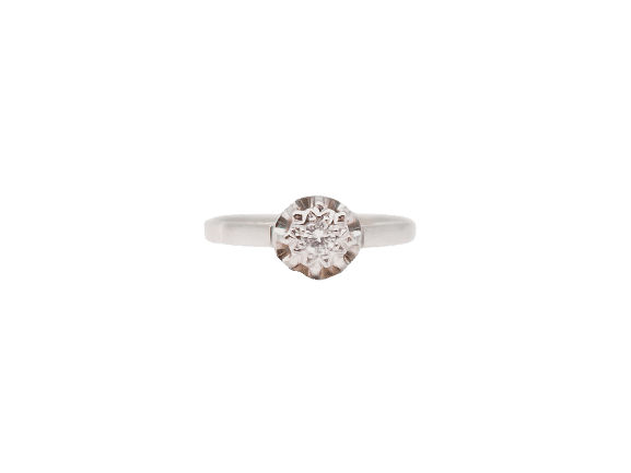 Bague 55.5 Solitaire - Bague en or blanc 18 carats avec diamant 0,1 ct 58 Facettes 1853