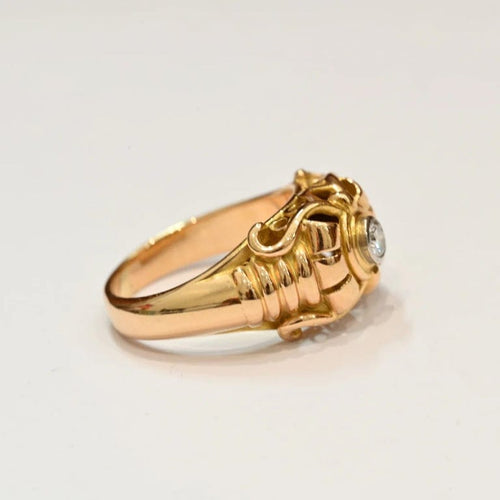 Bague 57.5 Bague années 50 en or rose et or blanc 18K avec diamant 58 Facettes