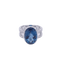 Bague 53 Bague solitaire en or blanc 18 ct avec topaze London blue et diamants 58 Facettes 323579