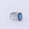 Bague 53 Bague solitaire en or blanc 18 ct avec topaze London blue et diamants 58 Facettes 323579