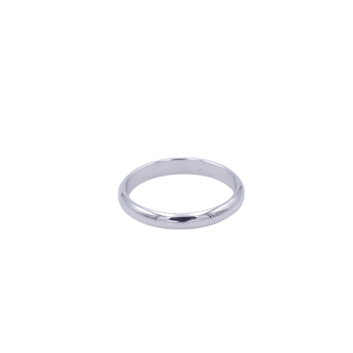 Bague 54 Alliance demi-jonc 3 mm en or blanc 18 ct 58 Facettes 330572