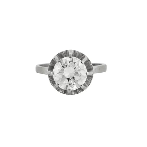 Bague 54 Bague solitaire en or blanc 18K et platine avec diamant 2,67 ct 58 Facettes
