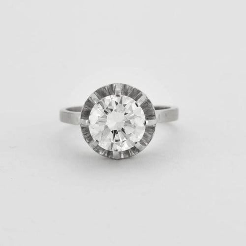 Bague 54 Bague solitaire en or blanc 18K et platine avec diamant 2,67 ct 58 Facettes