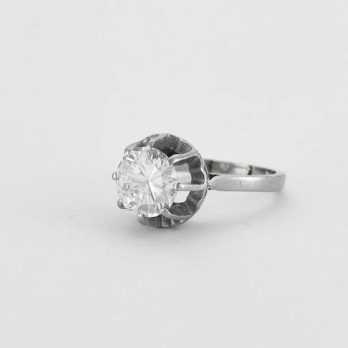 Bague 54 Bague solitaire en or blanc 18K et platine avec diamant 2,67 ct 58 Facettes