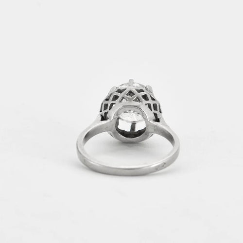 Bague 54 Bague solitaire en or blanc 18K et platine avec diamant 2,67 ct 58 Facettes