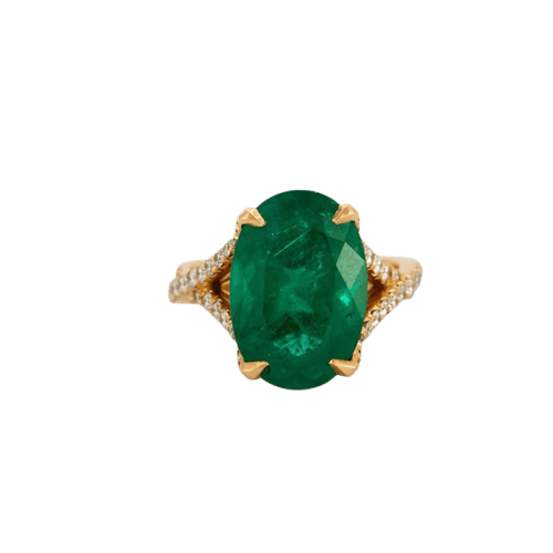 Bague 54 Bague émeraude et diamants en or jaune 18K 8,5 ct 58 Facettes