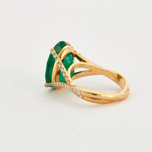 Bague 54 Bague émeraude et diamants en or jaune 18K 8,5 ct 58 Facettes