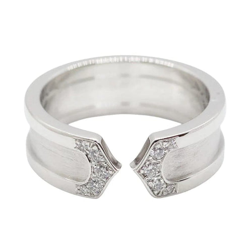 Bague 51 Cartier C2 - Bague en or blanc 18 ct et diamants pavés 58 Facettes 1