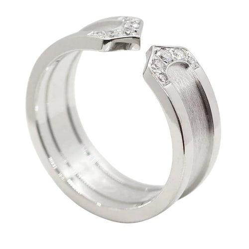 Bague 51 Cartier C2 - Bague en or blanc 18 ct et diamants pavés 58 Facettes 1