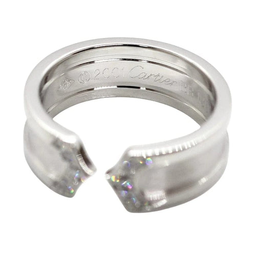 Bague 51 Cartier C2 - Bague en or blanc 18 ct et diamants pavés 58 Facettes 1