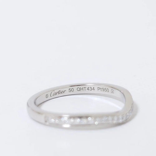 Bague 50 Cartier Ballerine - Bague incurvée en platine et diamants 58 Facettes 1
