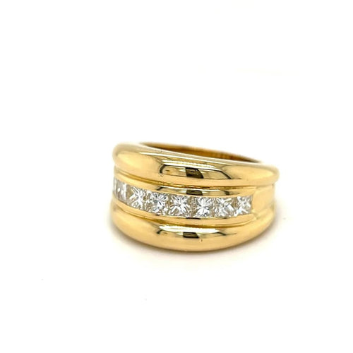 Bague 56 Bague rail en or jaune 750 sertie de diamants taille princesse 58 Facettes BAPRINC30625