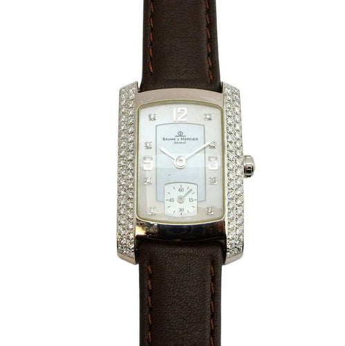 Montre Baume & Mercier Hampton Milleis - Montre en or blanc 18 carats sertie de diamants 58 Facettes