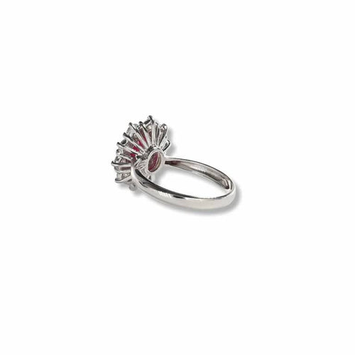 Bague 55 Bague en or blanc avec rubis certifié et diamants 58 Facettes