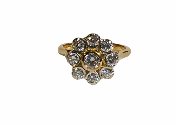 Bague 58 Bague fleur en or jaune 18 carats et diamants 58 Facettes