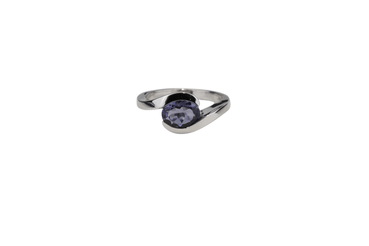 Bague 52 Bague entrelacée - Bague en or blanc 18K avec iolite ovale 58 Facettes