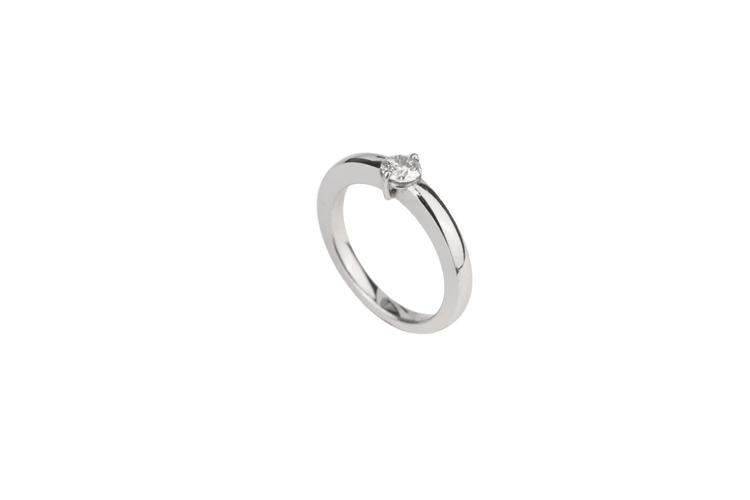 Bague 55 Bague solitaire en or blanc 18K avec diamant 0,40 ct 58 Facettes