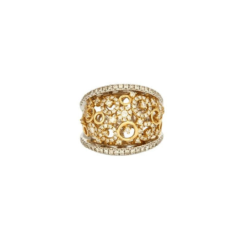 Bague 55 Bague cocktail en or deux tons 18K avec diamants 58 Facettes