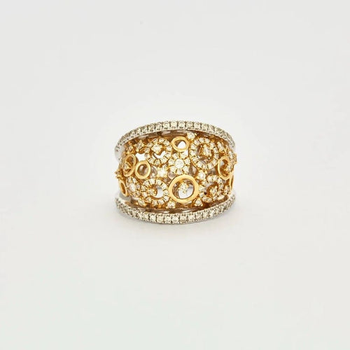 Bague 55 Bague cocktail en or deux tons 18K avec diamants 58 Facettes