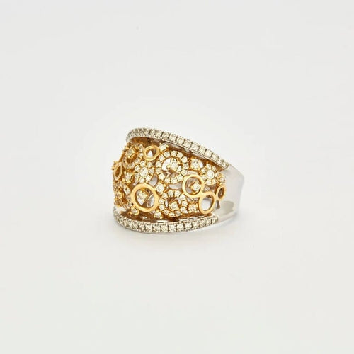 Bague 55 Bague cocktail en or deux tons 18K avec diamants 58 Facettes