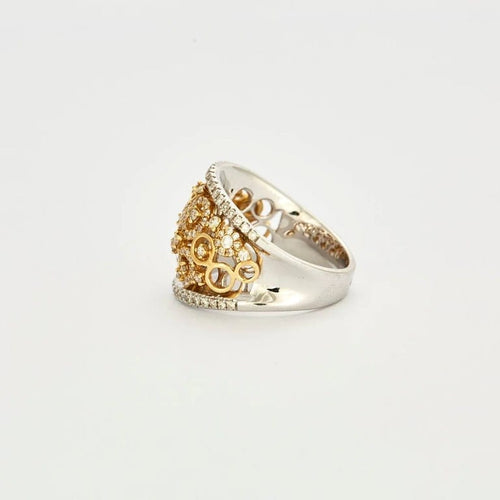 Bague 55 Bague cocktail en or deux tons 18K avec diamants 58 Facettes