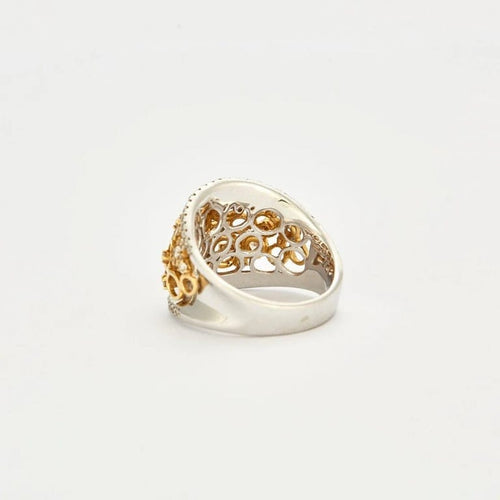 Bague 55 Bague cocktail en or deux tons 18K avec diamants 58 Facettes