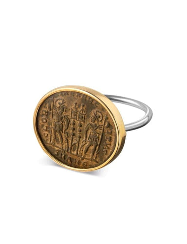 Bague 53 Gloria Exercitus - Bague en or jaune 18 carats et argent 925 58 Facettes