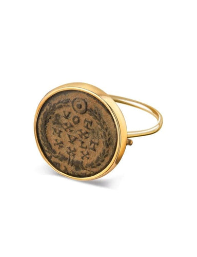 Bague 50/51 Les vœux - Bague en or jaune 18 carats avec pièce romaine antique 58 Facettes