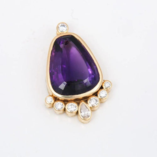 Pendentif Pendentif en or jaune 18 carats avec améthyste et diamants 58 Facettes